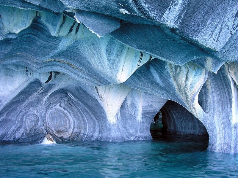 Blue cave with water