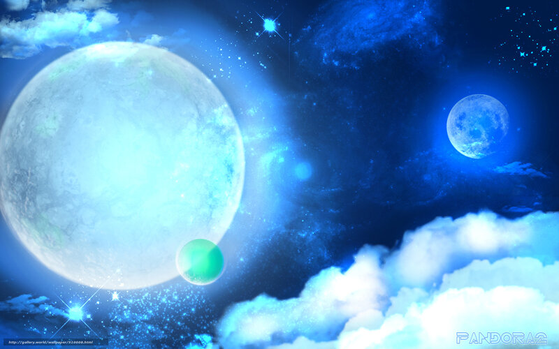 Blue celestial scene with planets