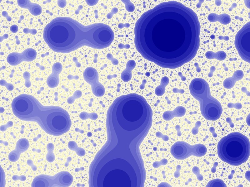 Blue cellular pattern on yellow