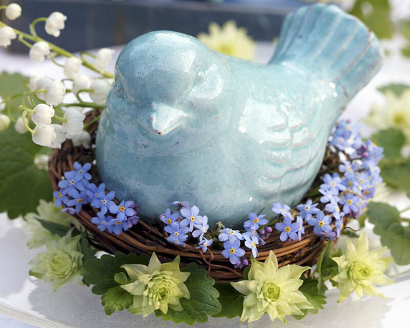 Blue Ceramic Bird