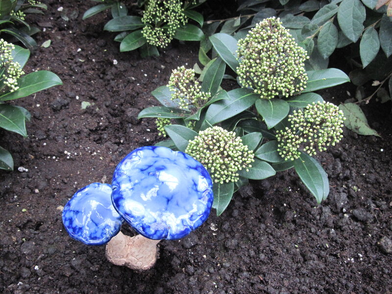Blue Ceramic Mushrooms