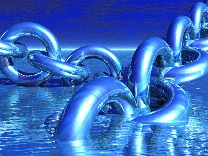 Blue chain in water
