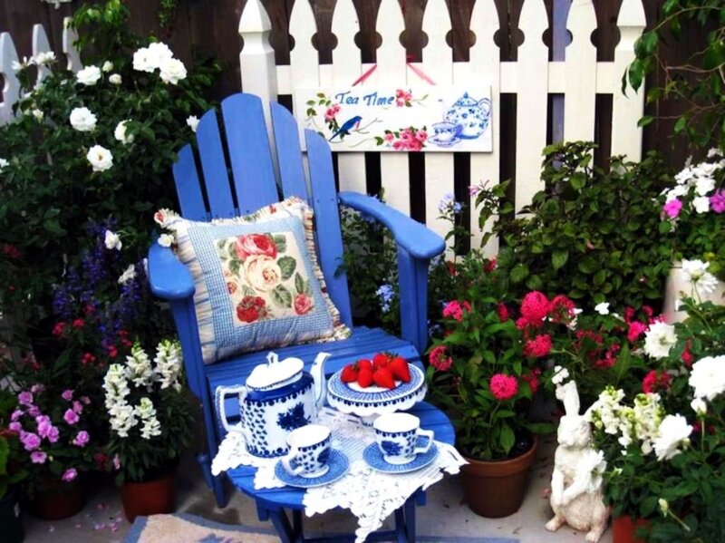Blue Chair with Tea Set — Serene