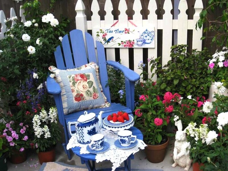 Blue Chair with Tea Set