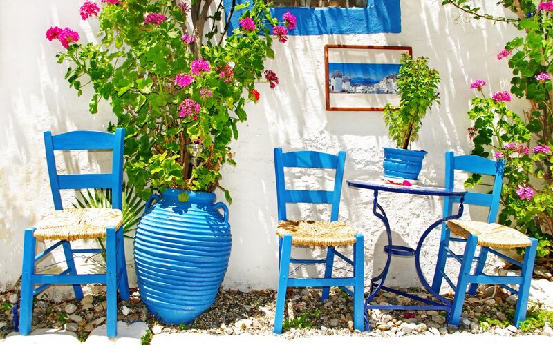 Blue Chairs and Table