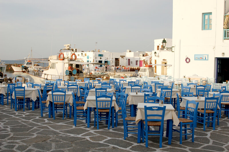 Blue Chairs at Seaside Restaurant
