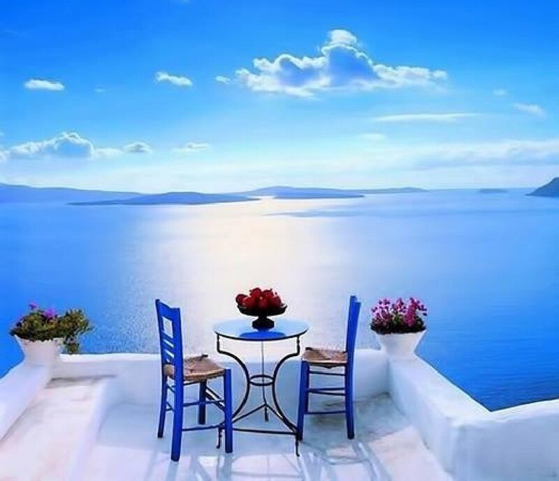 Blue Chairs on Balcony