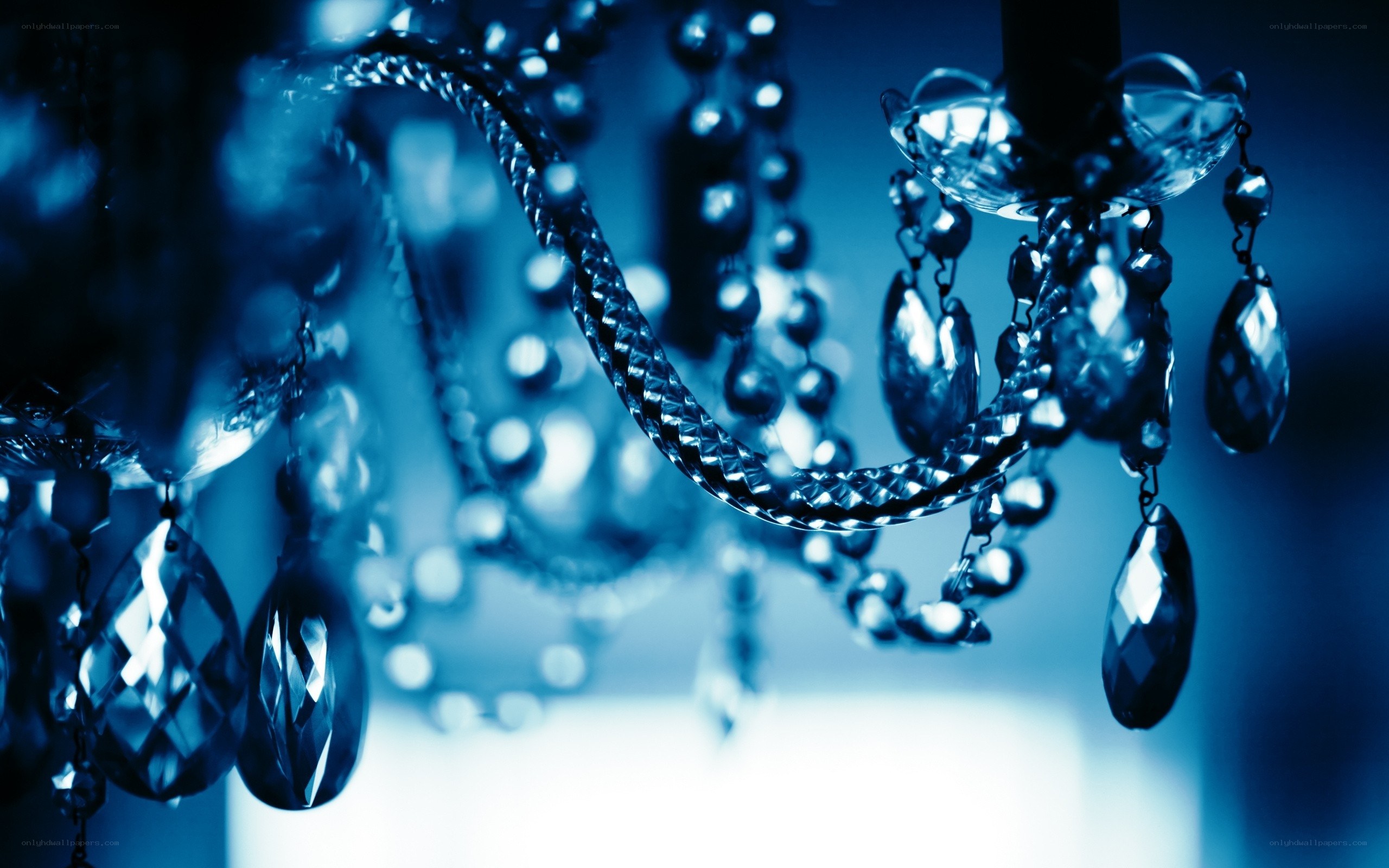 Blue chandelier crystals
