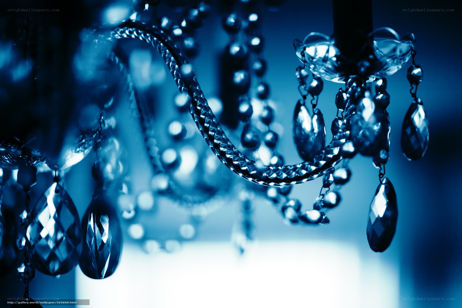 blue chandelier details