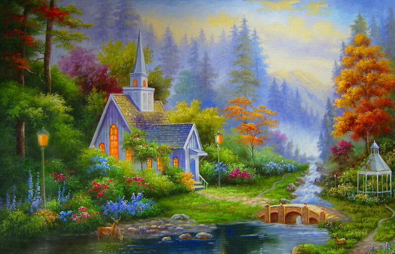 Blue Chapel in Forest