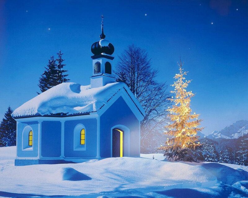 Blue Chapel in Snow