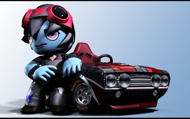 Blue Character with Car