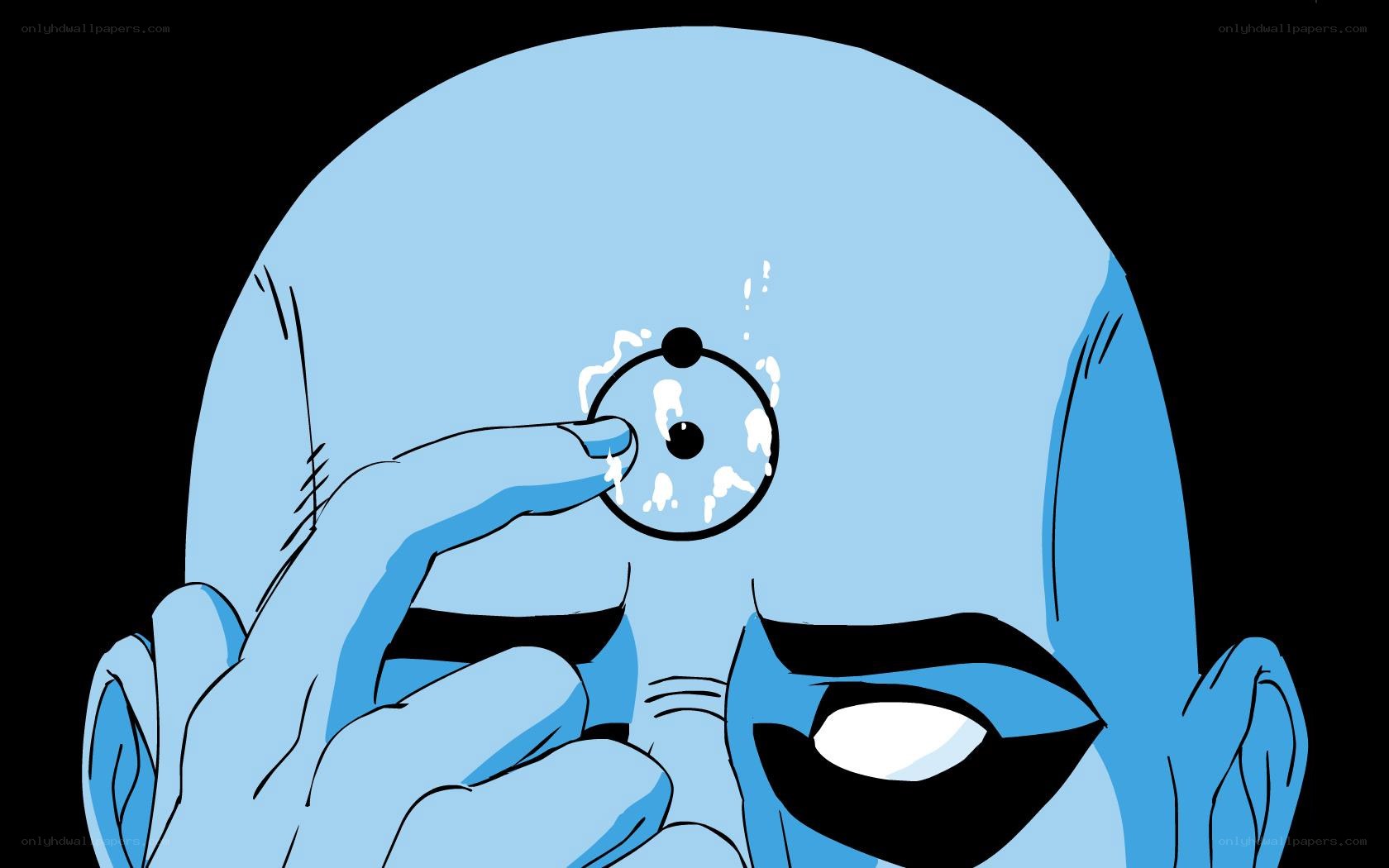 blue character with eye removal