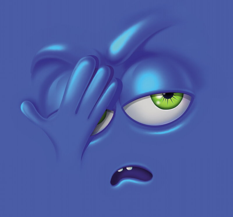 Blue Character with Green Eye