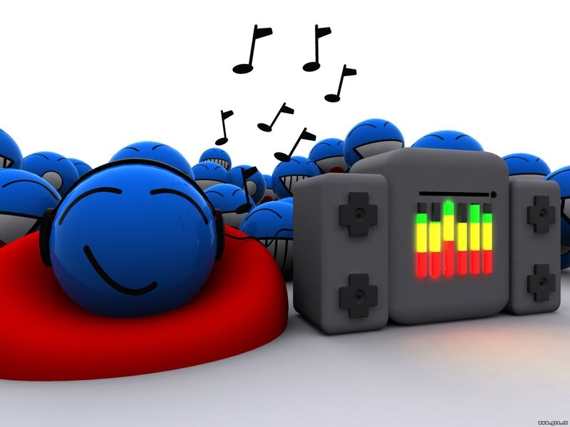 Blue Character with Headphones