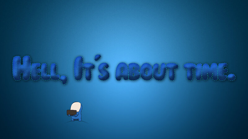 Blue Character with Phone