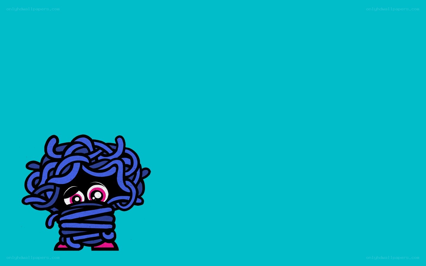 blue character with tangled hair