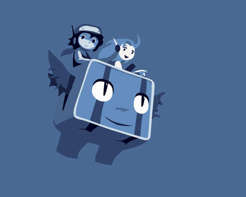 blue characters on a box