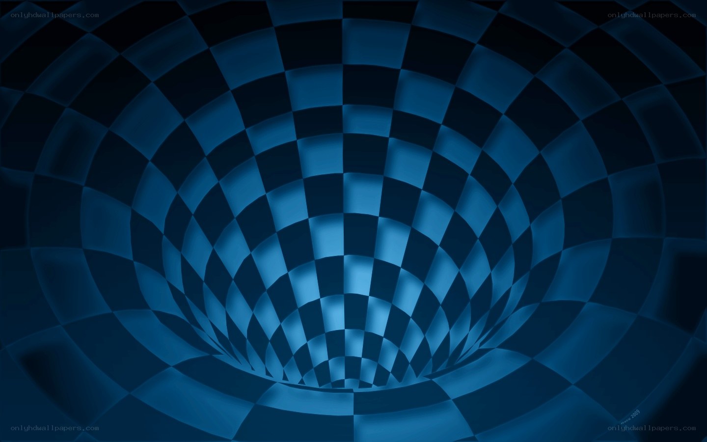 blue checkered tunnel illusion