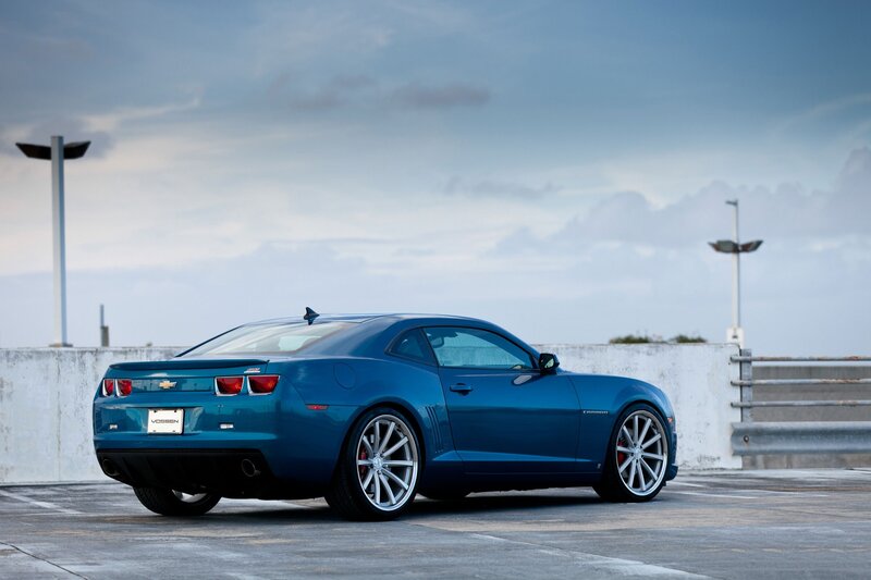 Blue Chevrolet Camaro — Calm, Sunset, Photograph, Car