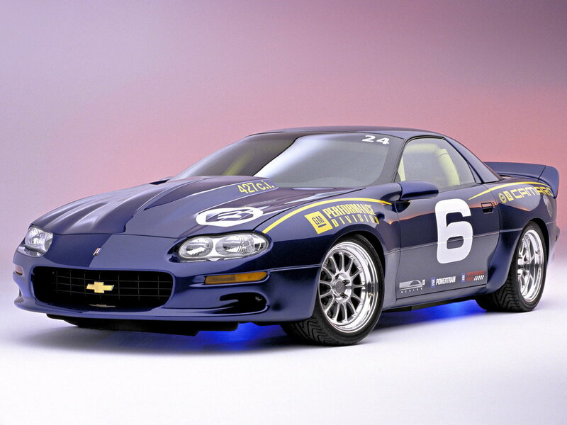 Blue Chevrolet Camaro race car