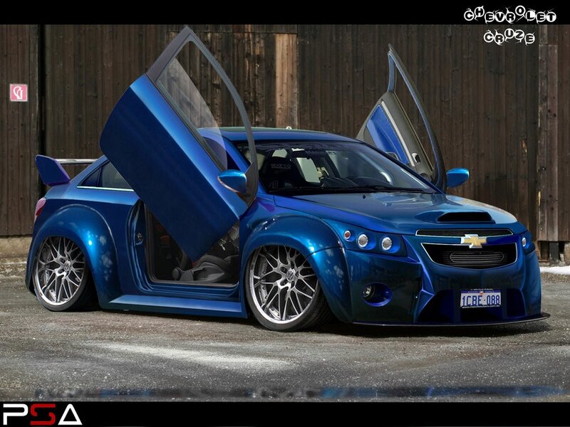 blue chevrolet cruze with gullwing doors