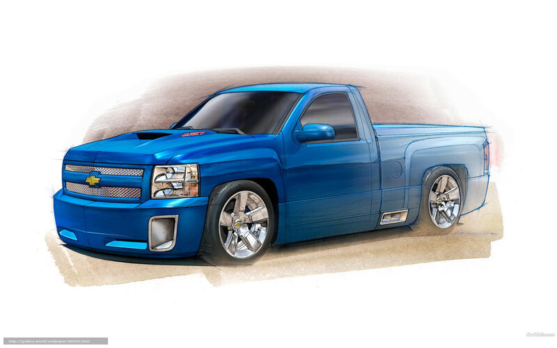 blue chevrolet pickup truck sketch