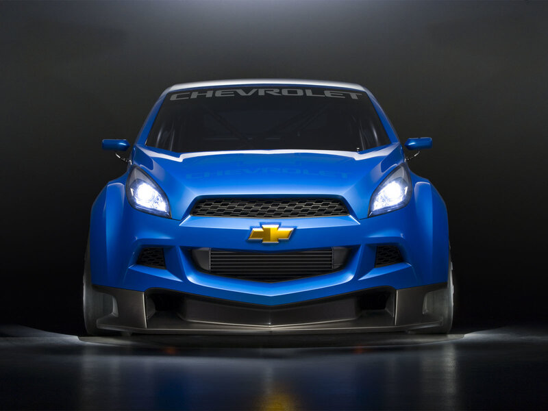 Blue Chevrolet Race Car — Dramatic, Photograph, Headlights