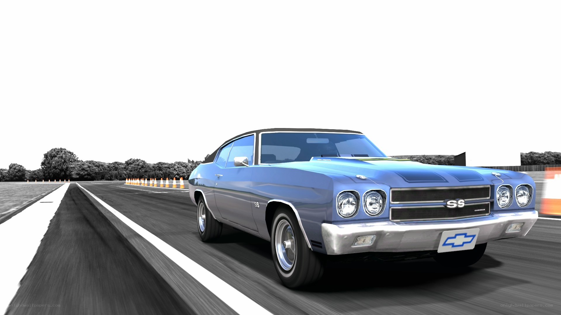 blue chevrolet ss on racetrack