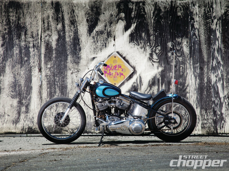 Blue Chopper Motorcycle — Black