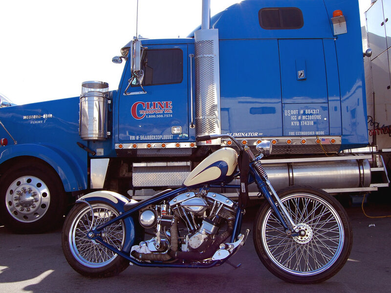 Blue Chopper Motorcycle — Neutral