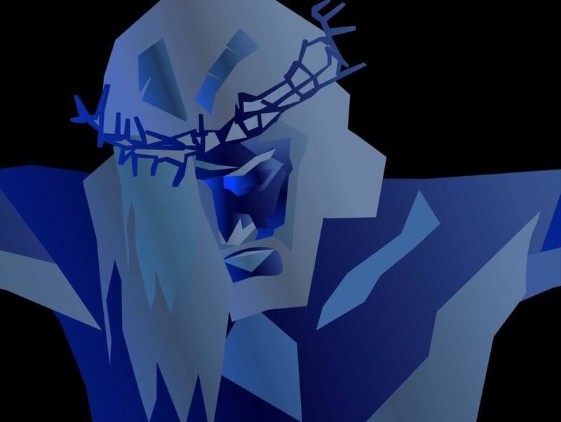 Blue Christ with Crown of Thorns