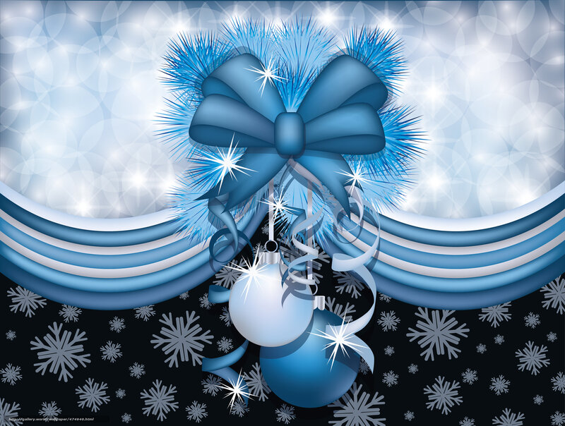 Blue Christmas bow and ornaments