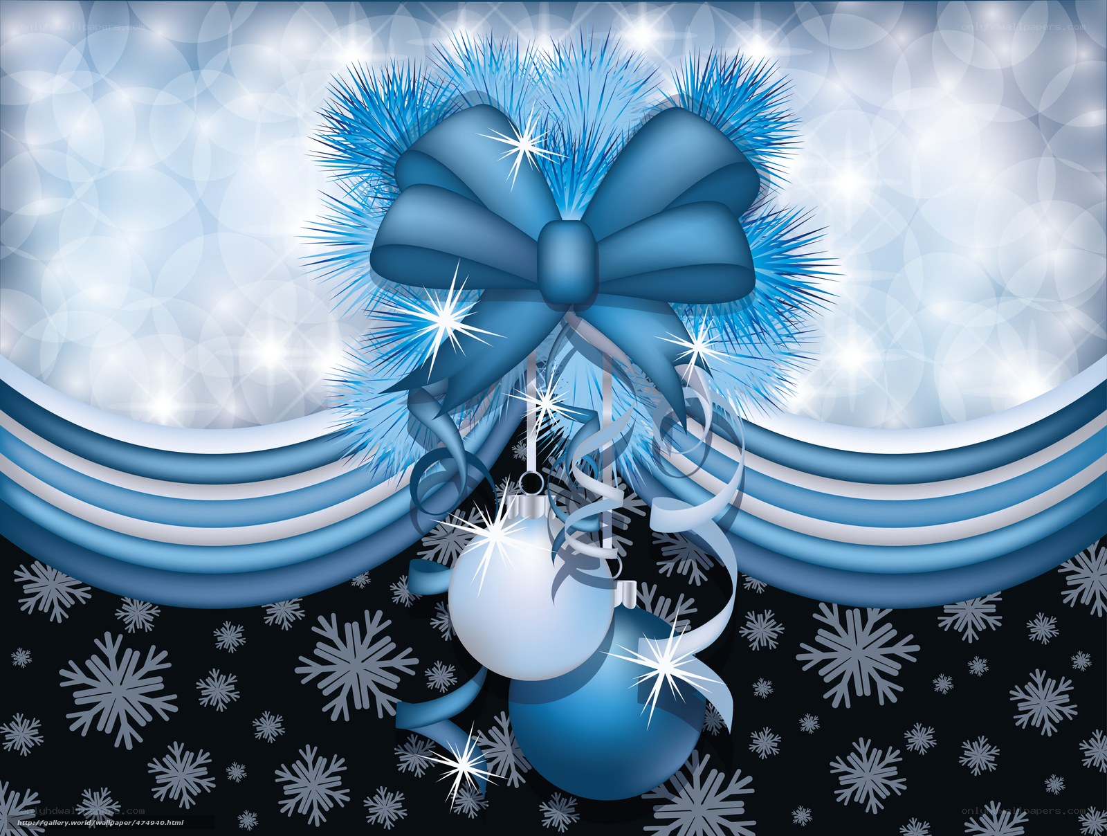 Blue Christmas bow and ornaments