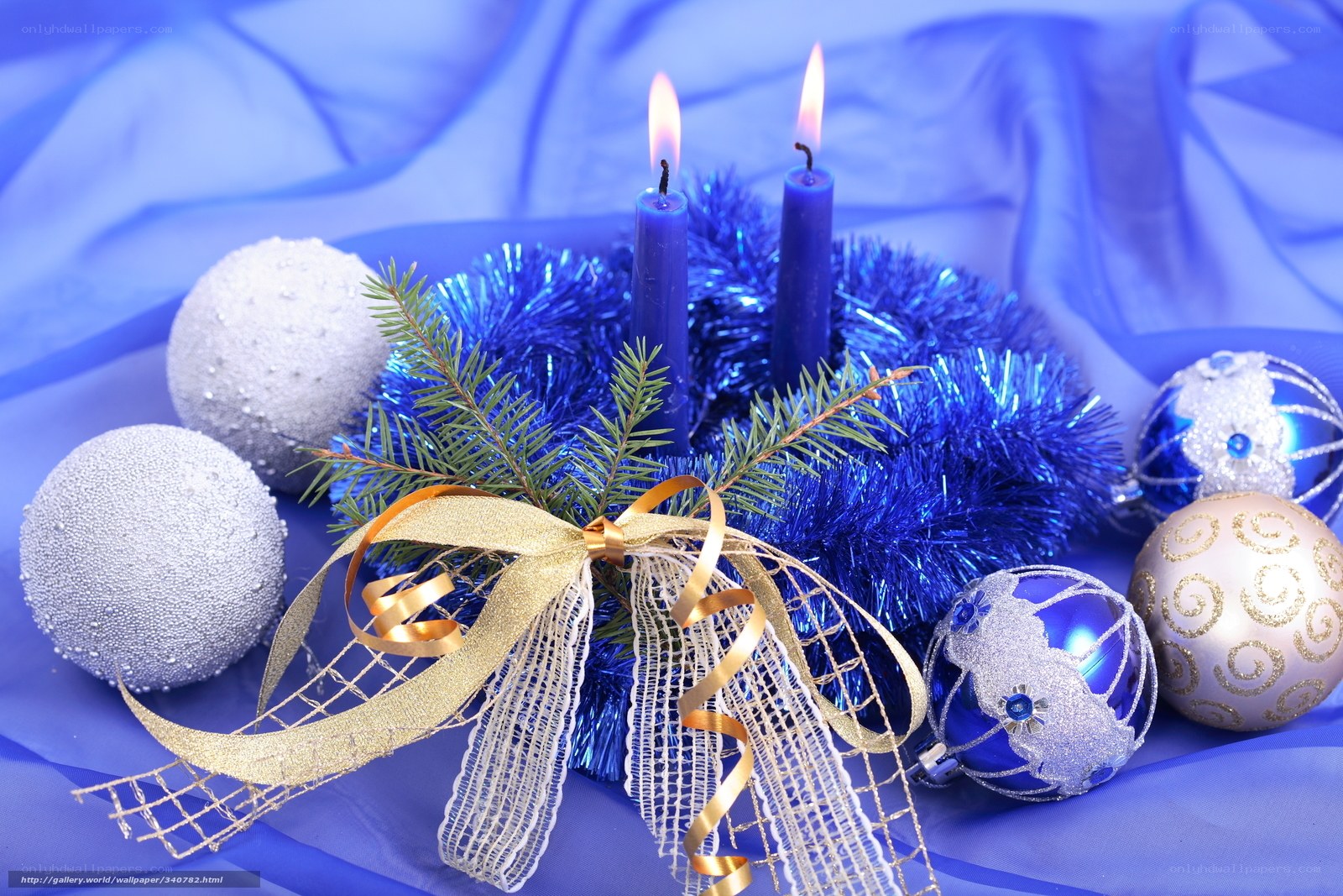 Blue Christmas candle arrangement