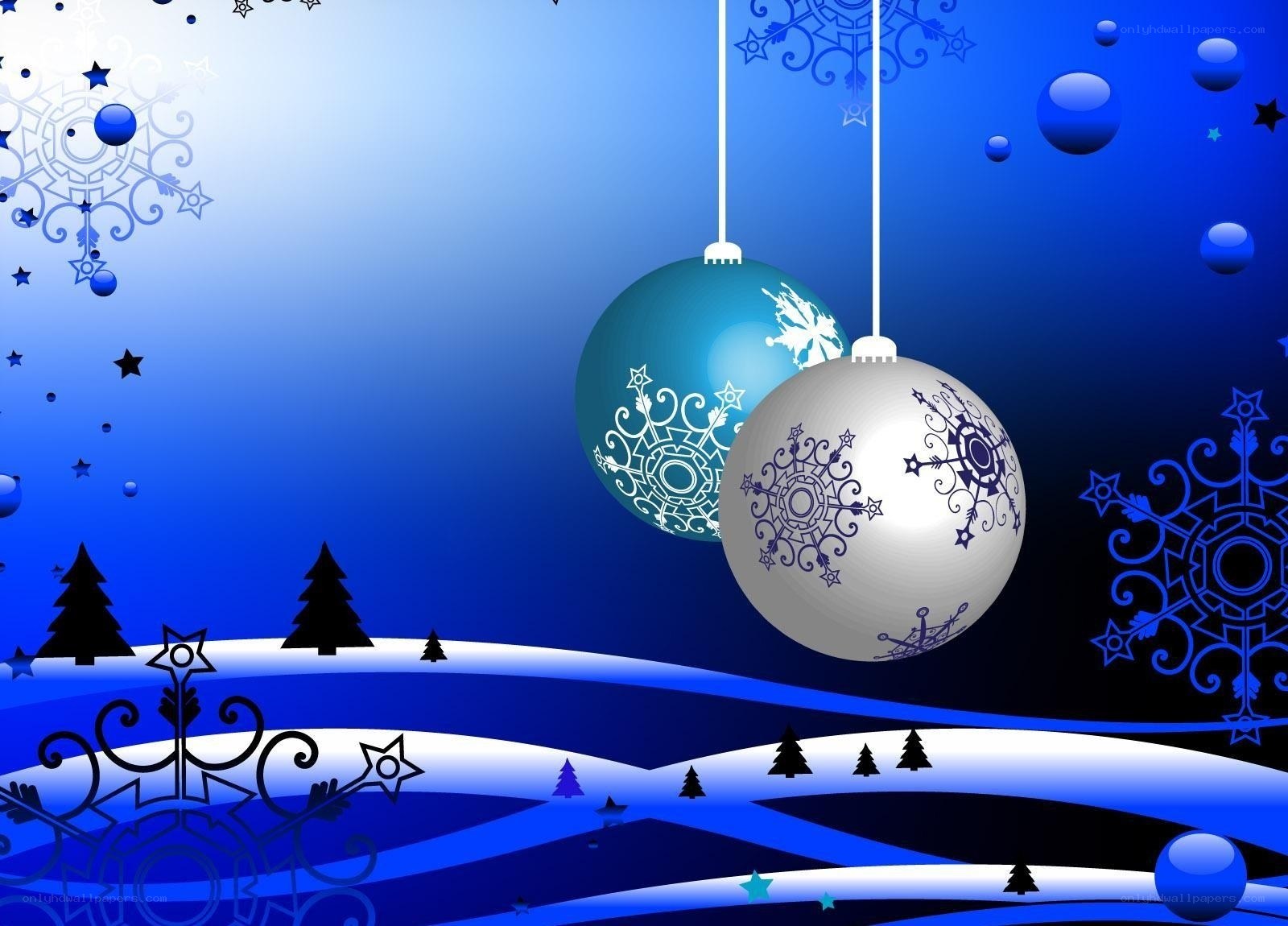 Blue Christmas ornament scene