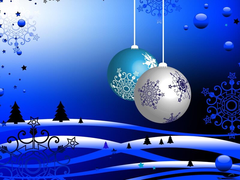 blue christmas ornaments