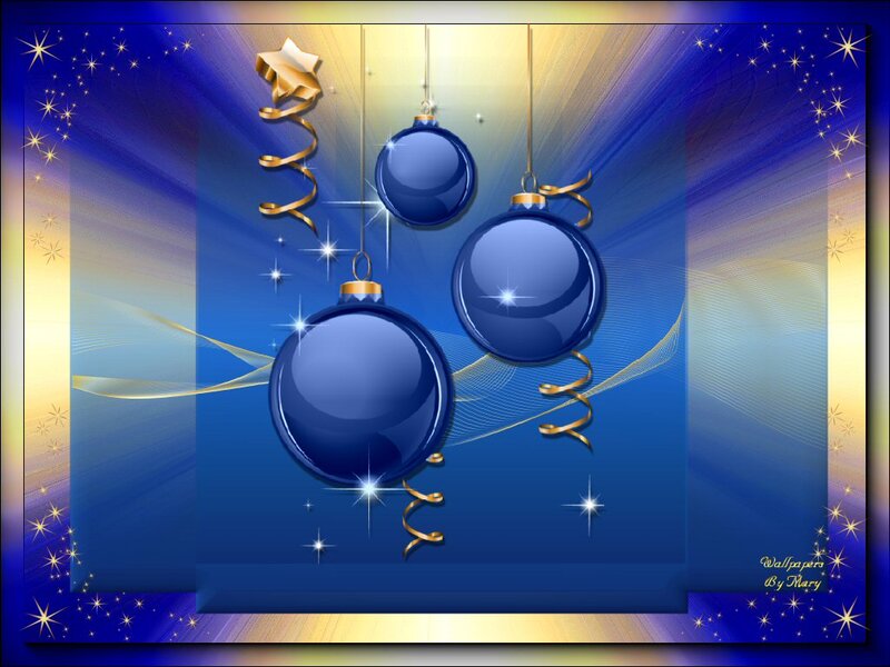 Blue Christmas Ornaments — Festive, Digital Art