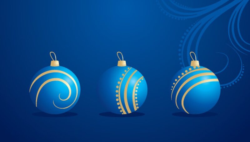 Blue Christmas Ornaments — Festive, Vector Art