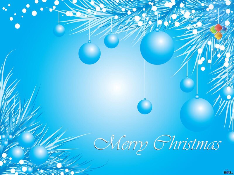 Blue Christmas Ornaments — Festive, Winter, Digital Art, Pine Branches