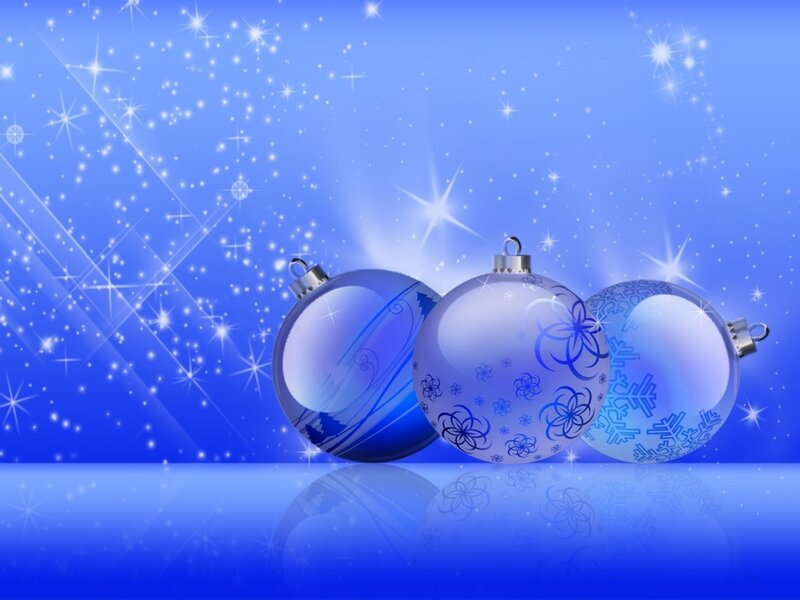 Blue Christmas Ornaments — Festive, Winter, Digital Art