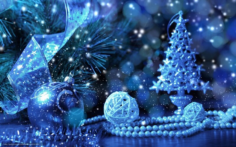 Blue Christmas Ornaments — Festive, Winter, Photograph, Tree