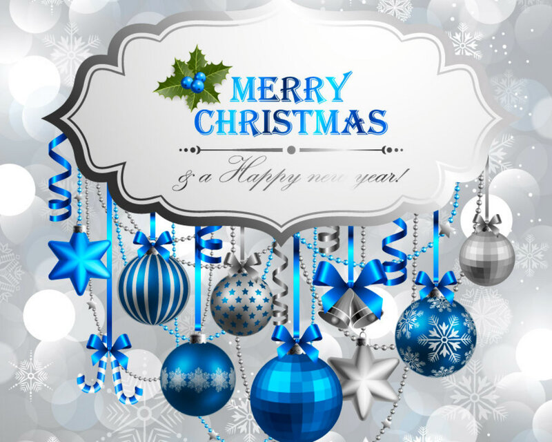 Blue Christmas Ornaments — Festive, Winter, Vector Art