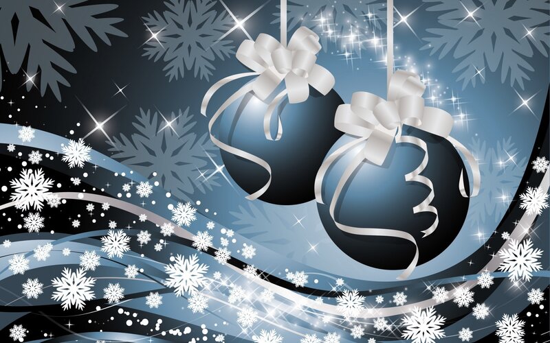 Blue Christmas ornaments with snowflakes