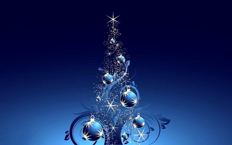 Blue Christmas Tree — Festive, Night