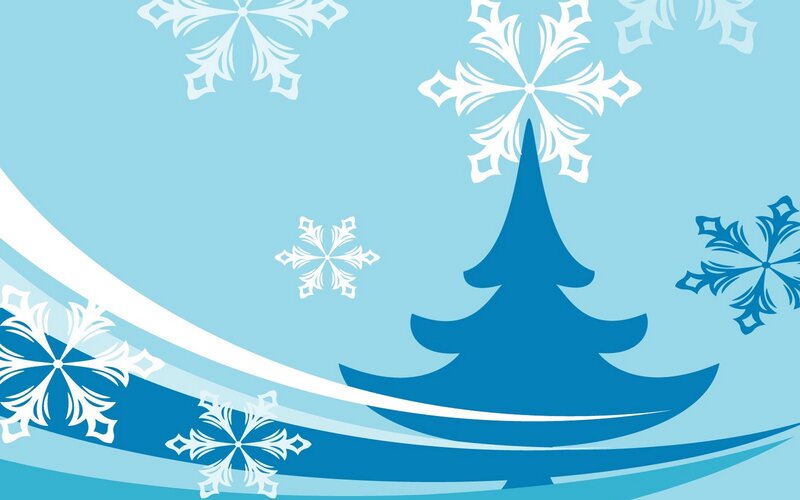 Blue Christmas Tree — Festive, Winter, Vector Art, Snowflakes