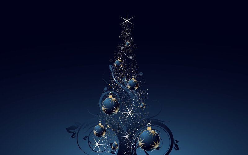 Blue Christmas Tree — Night