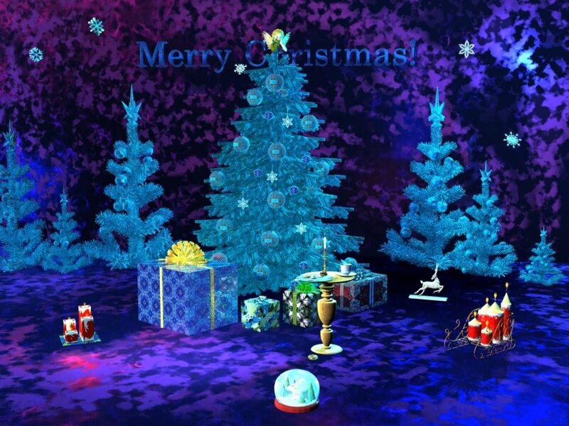 Blue Christmas Tree Scene — Purple