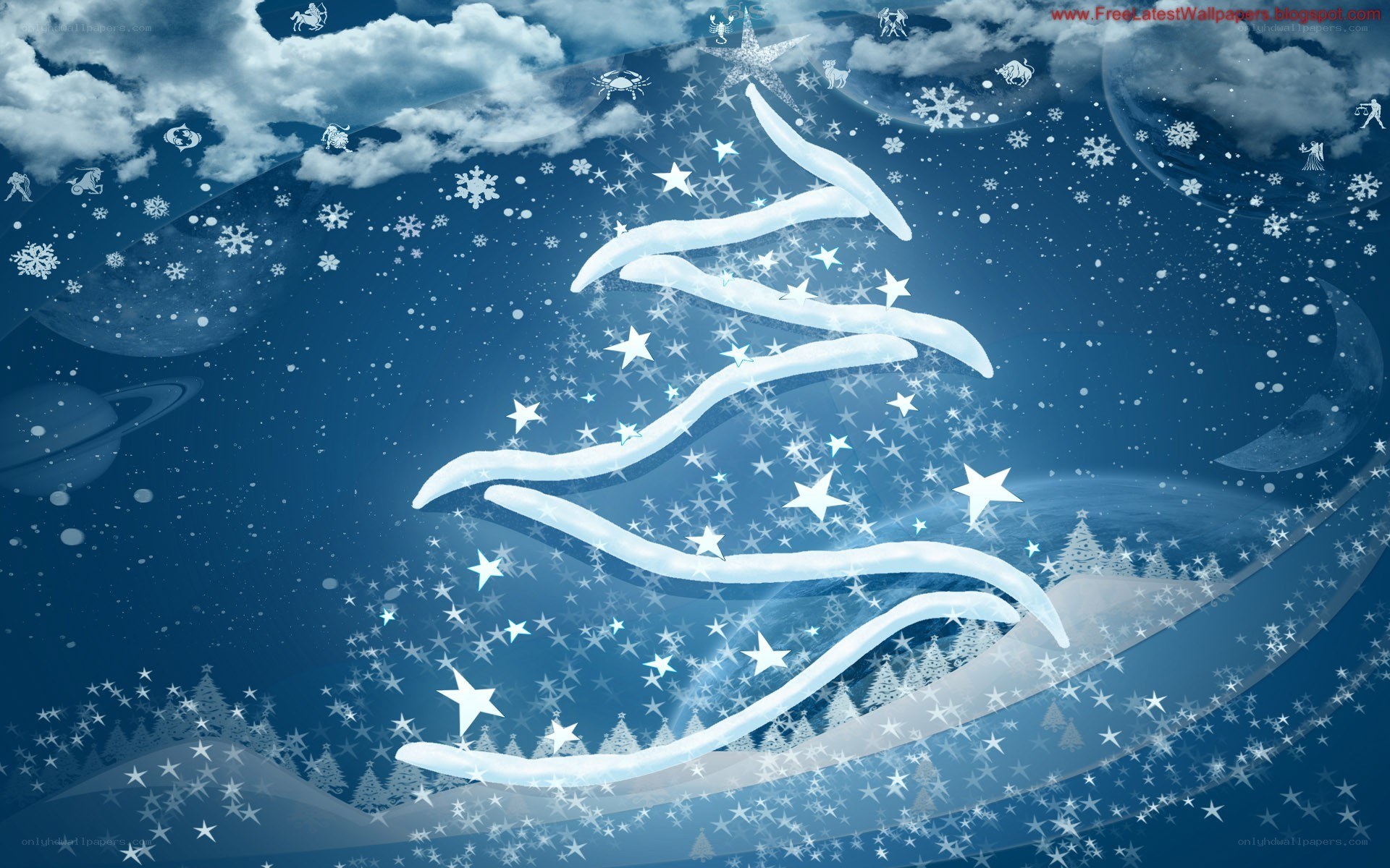 blue christmas tree wallpaper