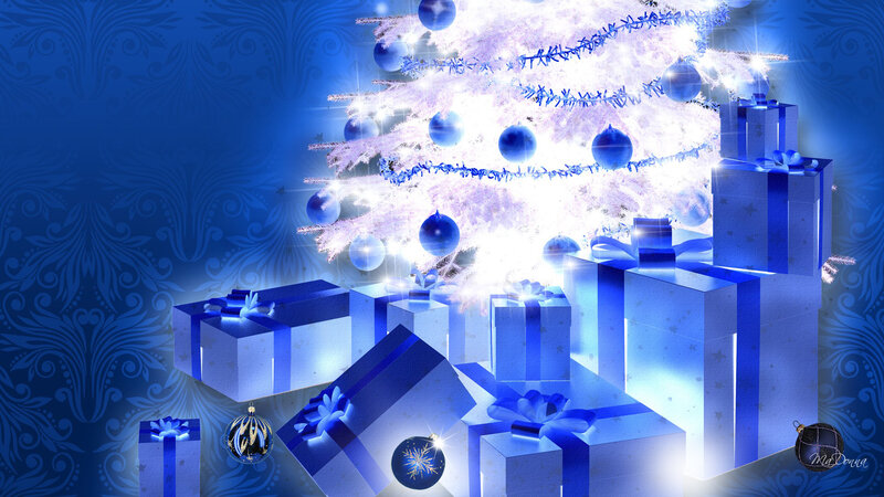 Blue Christmas Tree with Gifts — Festive